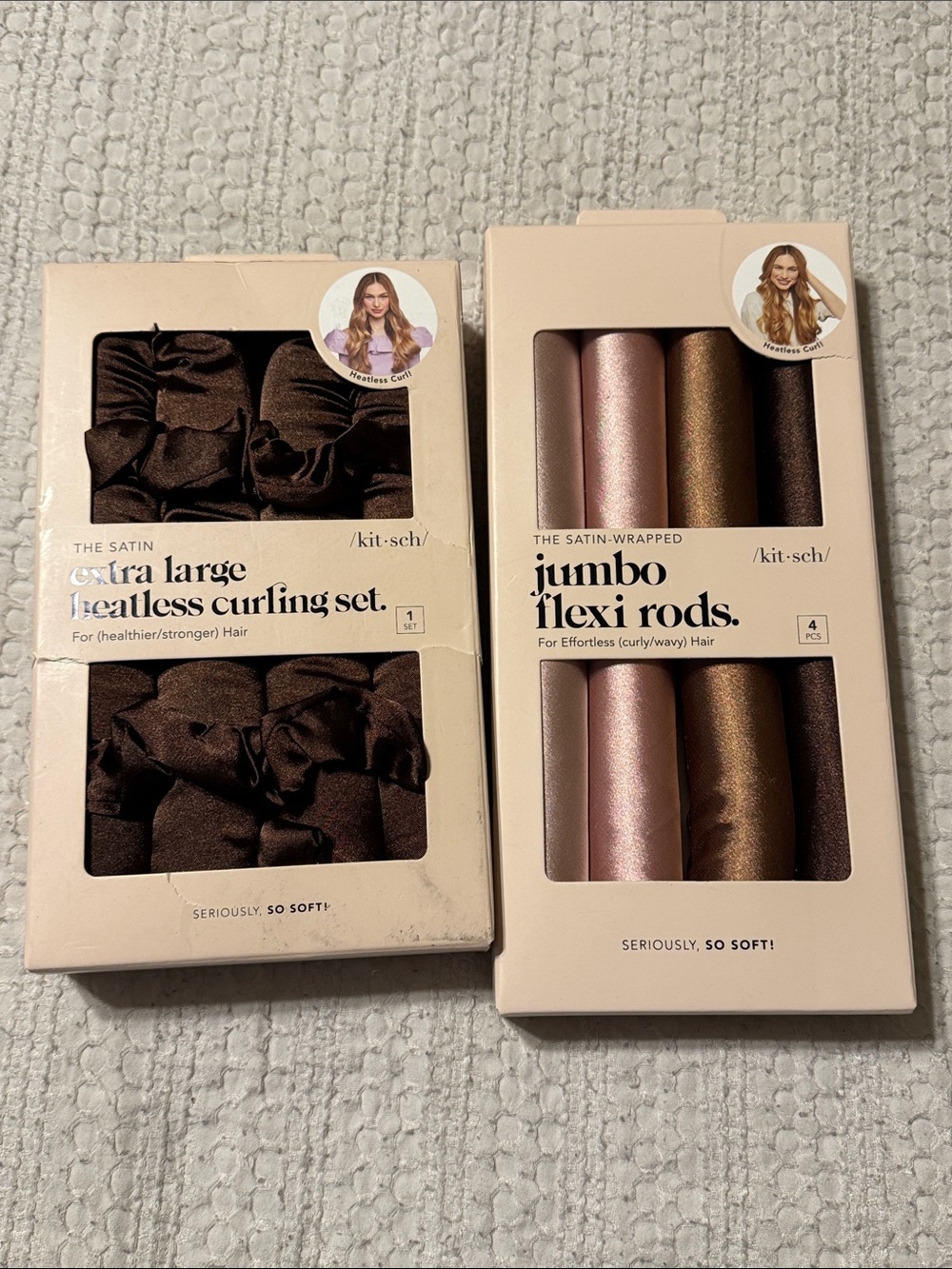 Kitsch Jumbo Flexi Rods & Extra Large Heatless Curling Set - Brown